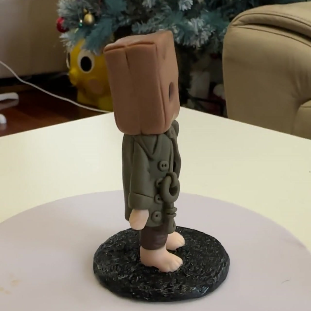 Mono Clay Figurine | Little Nightmares Inspired Collectible | Handmade Polymer Clay Art