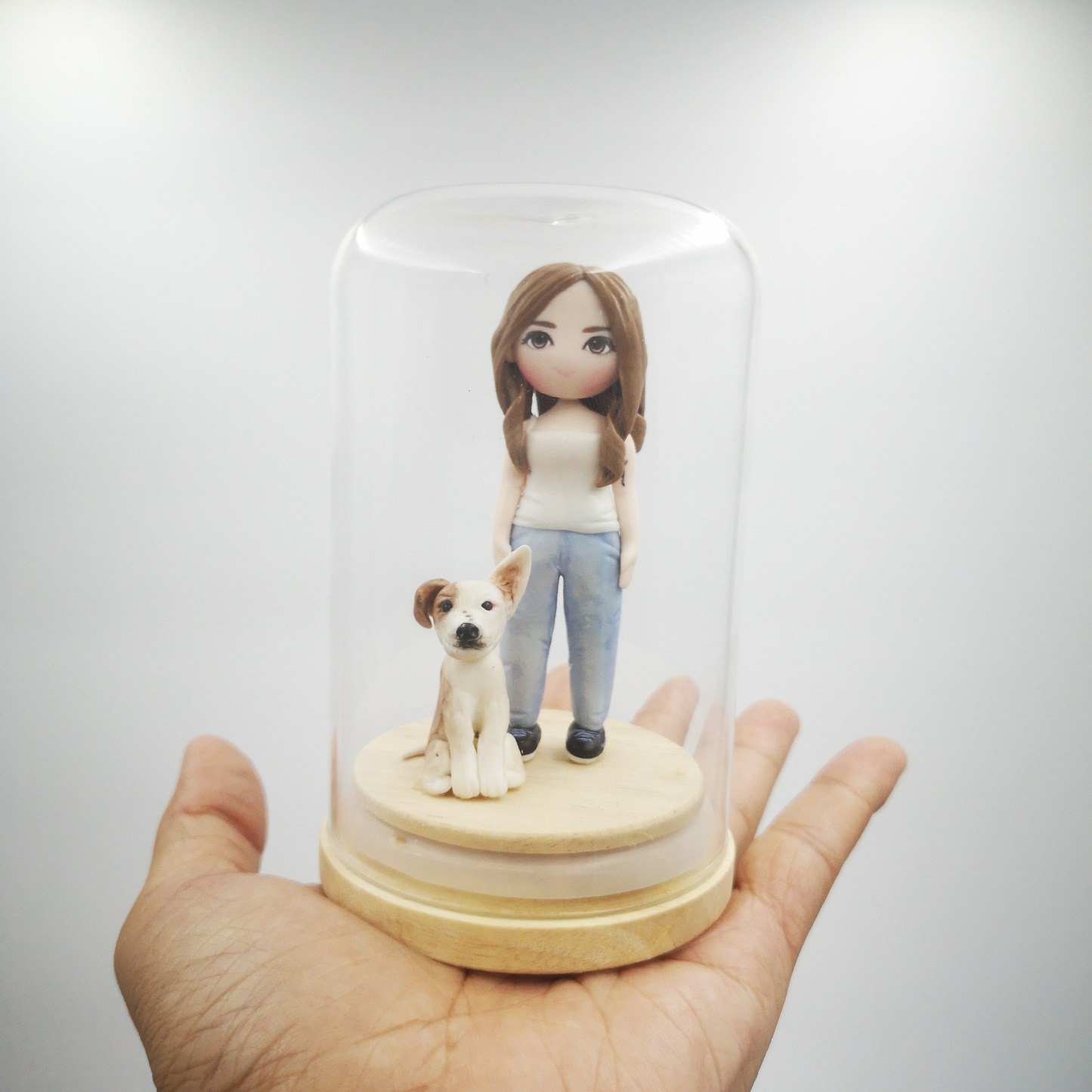Custom made cake toppers with pet, personalized clay figurines for pet lovers, 6cm clay miniature