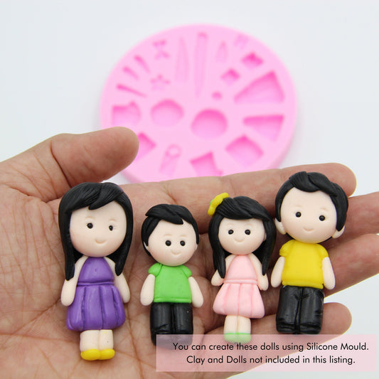 Air Dry Clay, Polymer Clay Doll Silicone Mold - Create cute clay figurine using Silicone Mold, clay figurines, clay doll tool