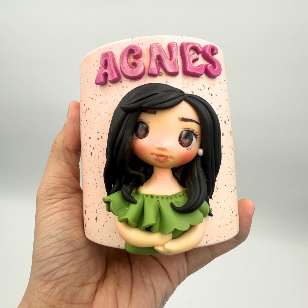 Best Teacher Ever - Personalized teacher appreciation gift, custom pen holder with teacher's name and sculpted face