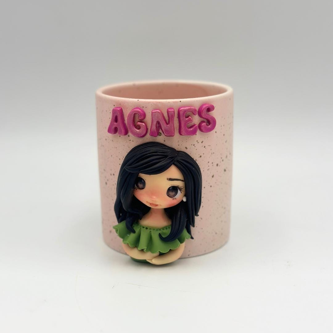 Best Teacher Ever - Personalized teacher appreciation gift, custom pen holder with teacher's name and sculpted face