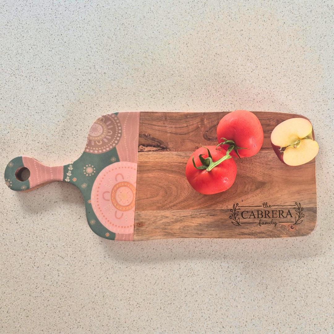 Personalized Acacia Wood Cutting Board - Custom Engraved Wood Serving and Cutting Board Wedding Gift, Anniversary Gift, Rustic Kitchen Gift