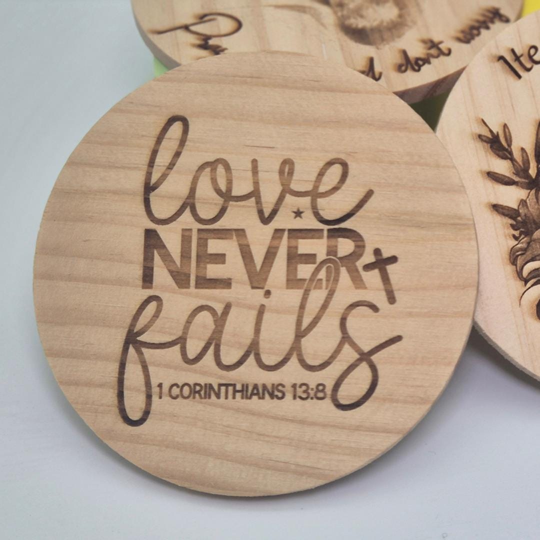 Personalised Wood Coffee Coaster with Bible Verses & Inspirational Messages | Faith-Based Gift | Custom Empowering Gift for coffee lovers