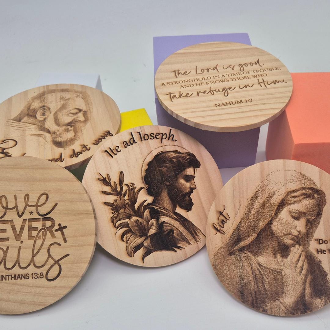 Personalised Wood Coffee Coaster with Bible Verses & Inspirational Messages | Faith-Based Gift | Custom Empowering Gift for coffee lovers
