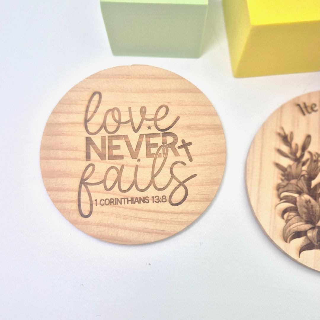 Personalised Wood Coffee Coaster with Bible Verses & Inspirational Messages | Faith-Based Gift | Custom Empowering Gift for coffee lovers