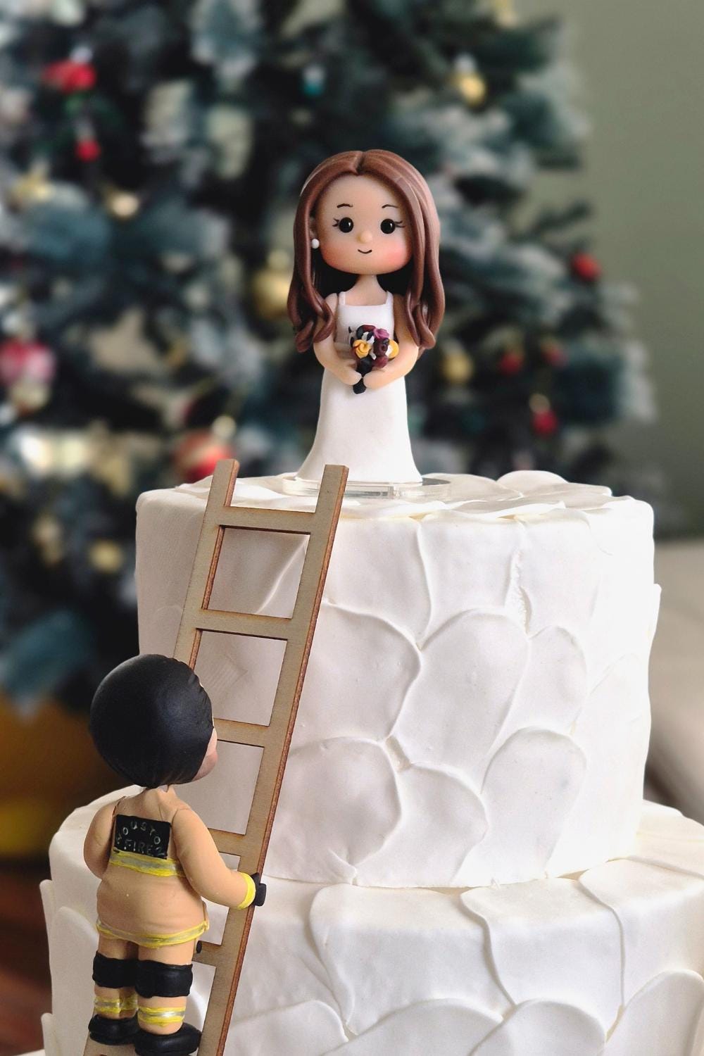 Custom made air dry clay figurine cake topper for weddings, birthdays, themed party and special occasions