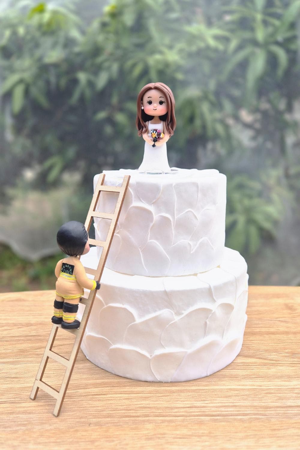 Custom made air dry clay figurine cake topper for weddings, birthdays, themed party and special occasions