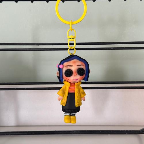 Coraline Polymer Clay Keychain Doll – Handmade Custom Coraline Keychain (6 cm)