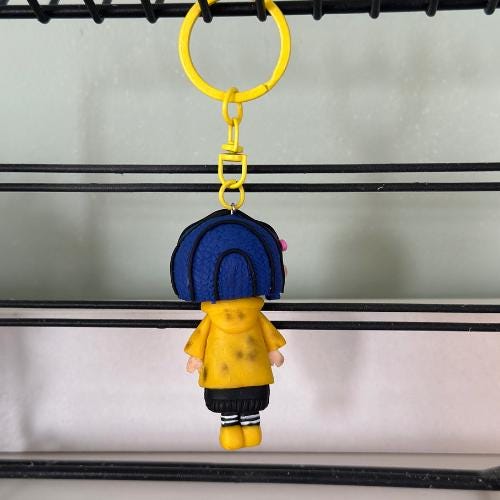 Coraline Polymer Clay Keychain Doll – Handmade Custom Coraline Keychain (6 cm)