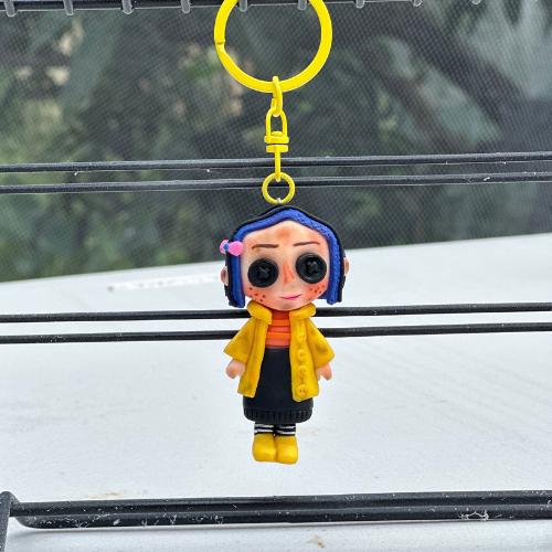 Coraline Polymer Clay Keychain Doll – Handmade Custom Coraline Keychain (6 cm)