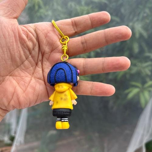 Coraline Polymer Clay Keychain Doll – Handmade Custom Coraline Keychain (6 cm)