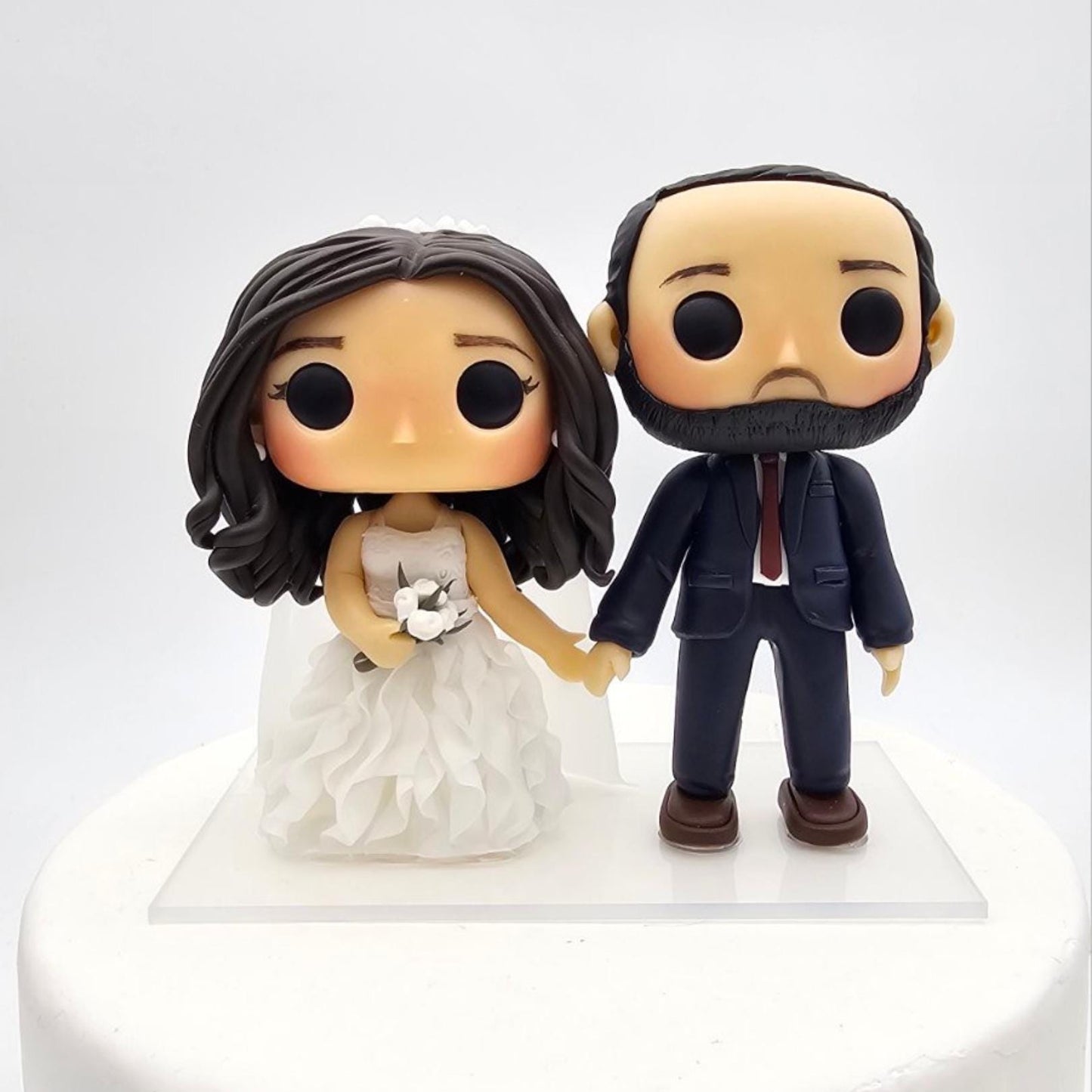 Customized Funko Pop Inspired Wedding Cake Topper with Optional Display Box - Personalized 10 cm Bride and Groom Figurines
