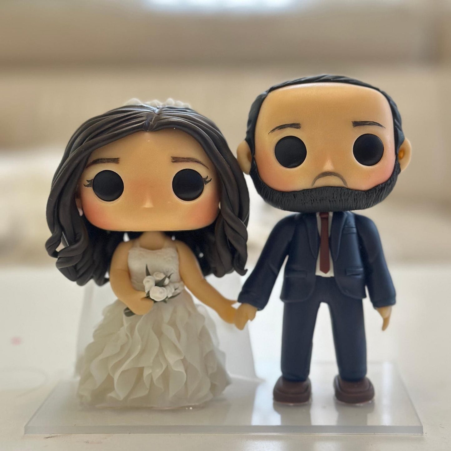 Customized Funko Pop Inspired Wedding Cake Topper with Optional Display Box - Personalized 10 cm Bride and Groom Figurines