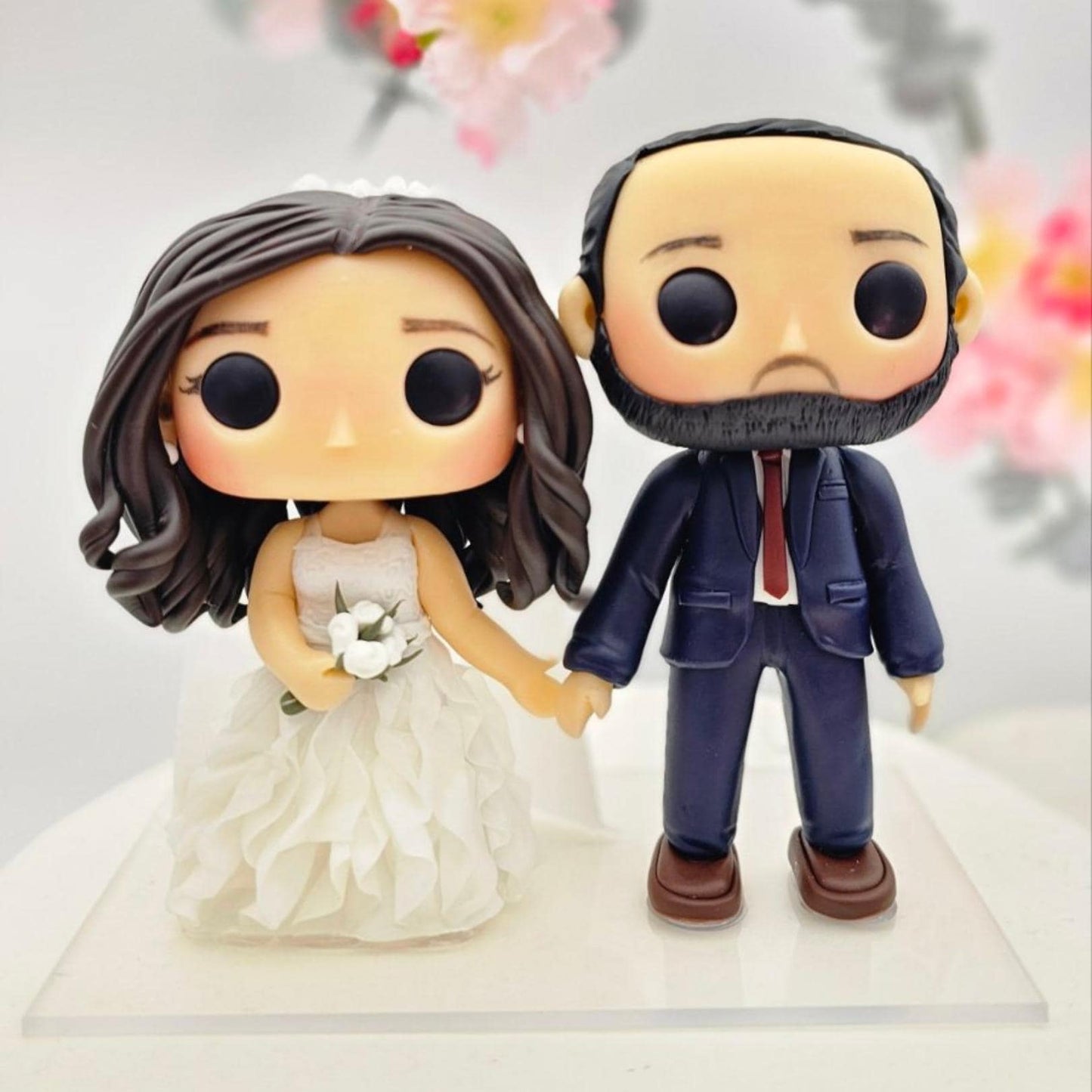 Customized Funko Pop Inspired Wedding Cake Topper with Optional Display Box - Personalized 10 cm Bride and Groom Figurines