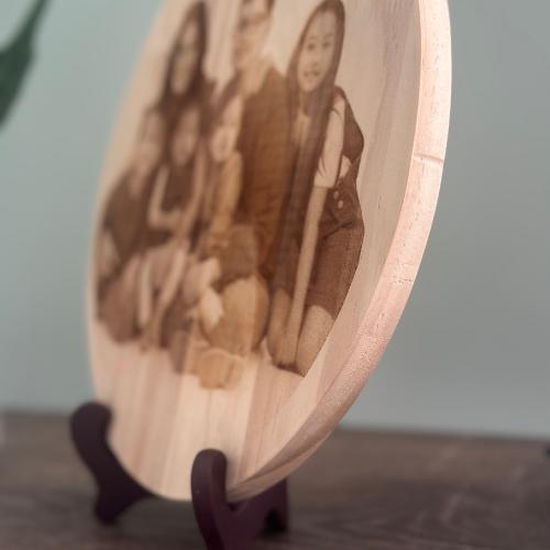 Rustic Wooden Round Custom Family Photo Plaque - Personalized Wood Wall Art, Housewarming Gift, Unique Home Décor, Photo on Wood Decor