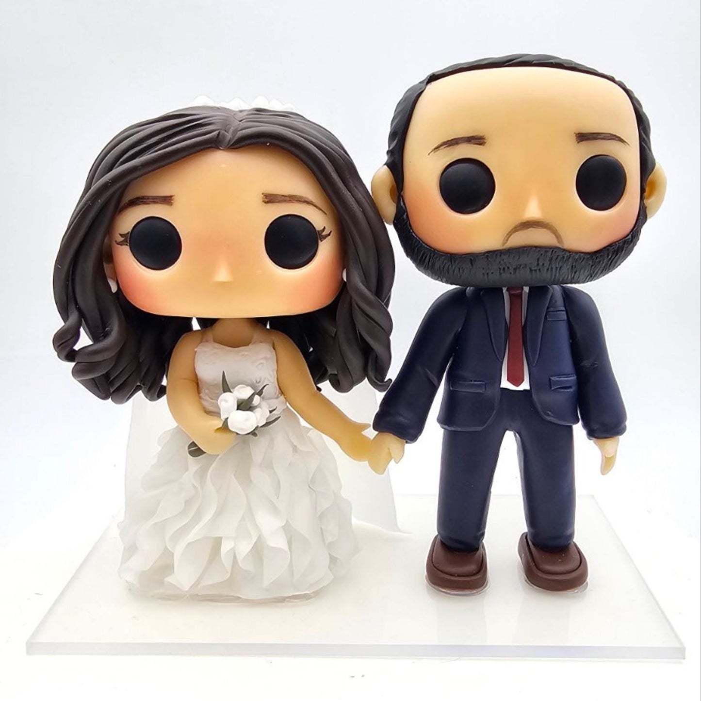 Customized Funko Pop Inspired Wedding Cake Topper with Optional Display Box - Personalized 10 cm Bride and Groom Figurines