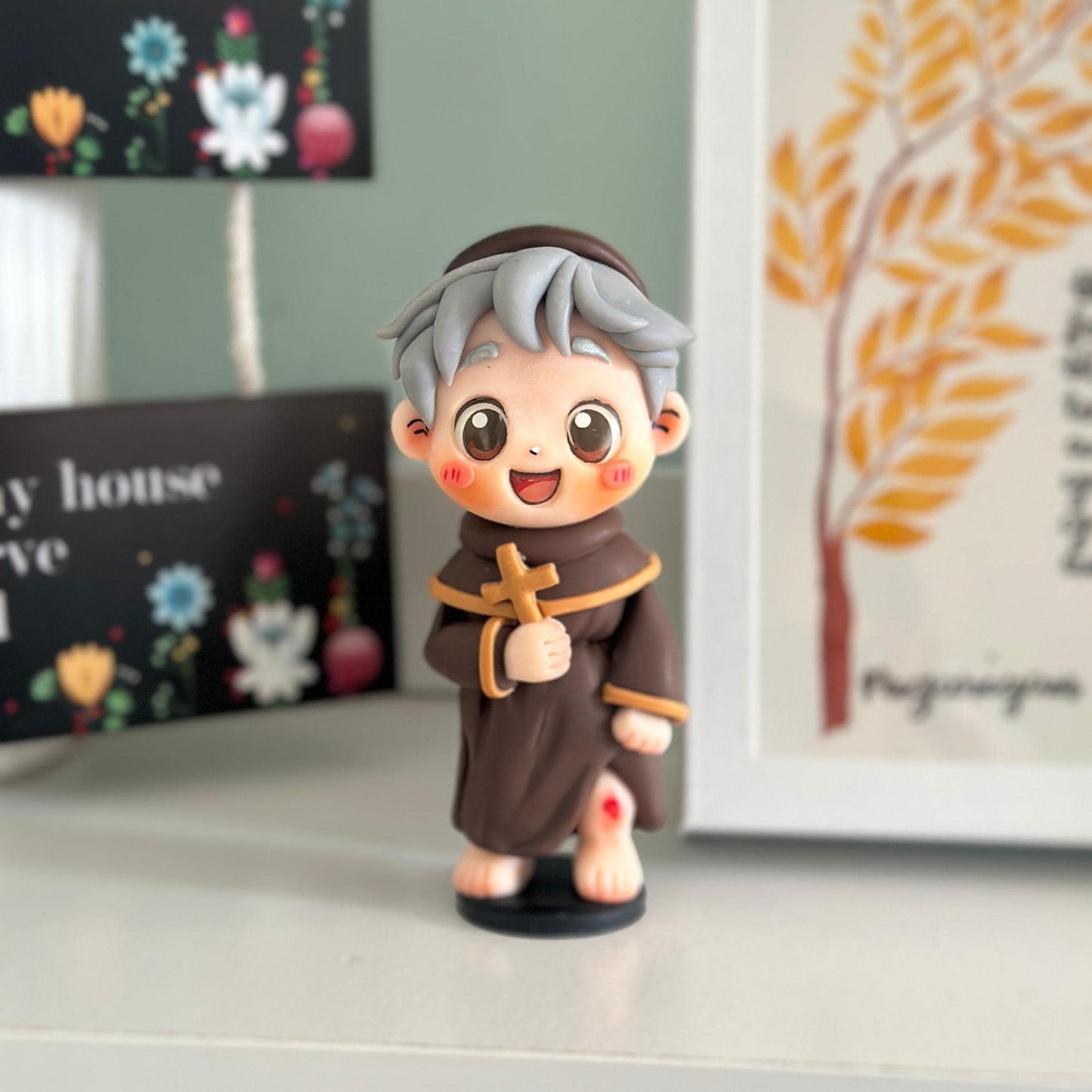 Saint Peregrine Clay Figurine | 10cm Patron Saint of Healing & Cancer | Thoughtful Gift for Cancer Patients | Handmade Keepsake