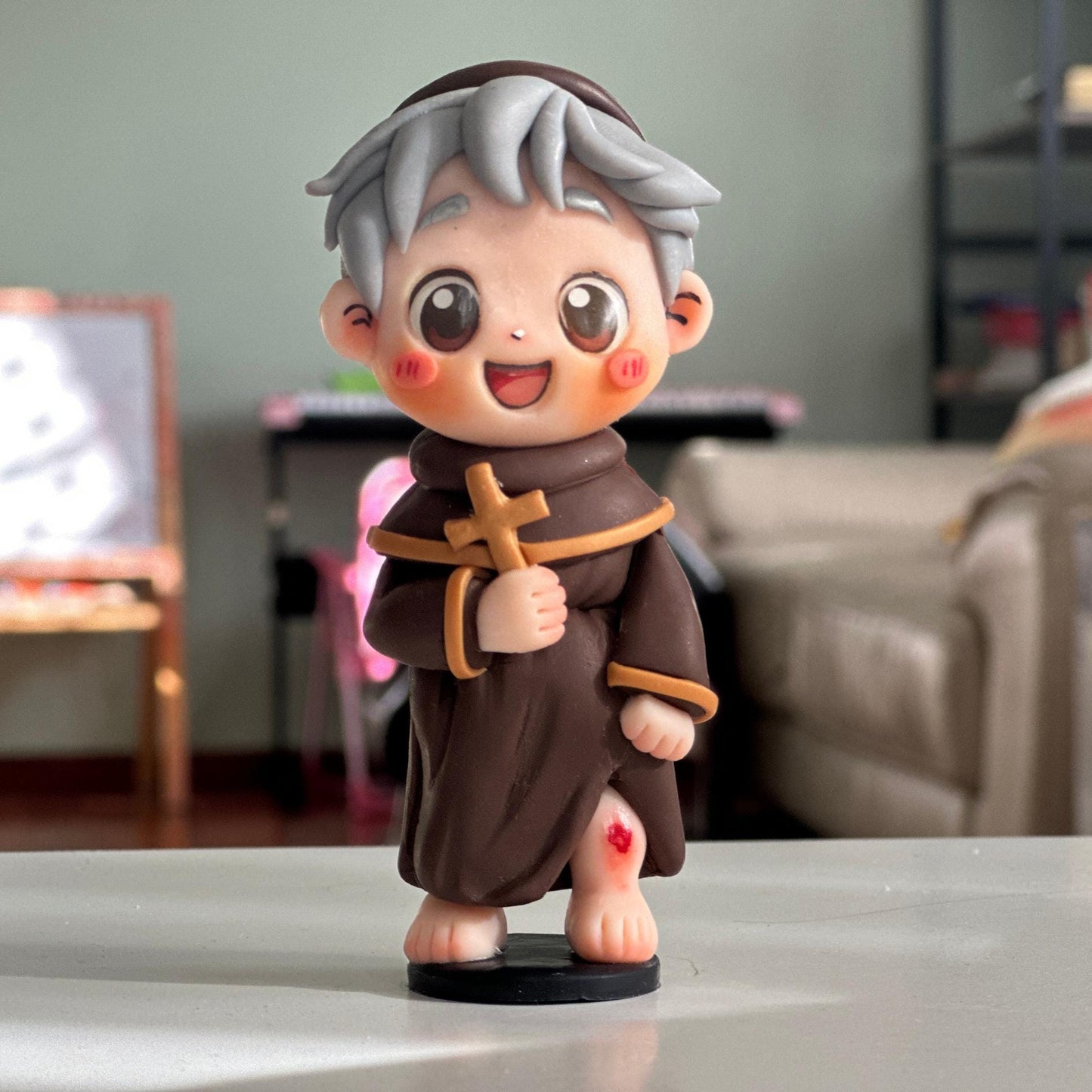 Saint Peregrine Clay Figurine | 10cm Patron Saint of Healing & Cancer | Thoughtful Gift for Cancer Patients | Handmade Keepsake
