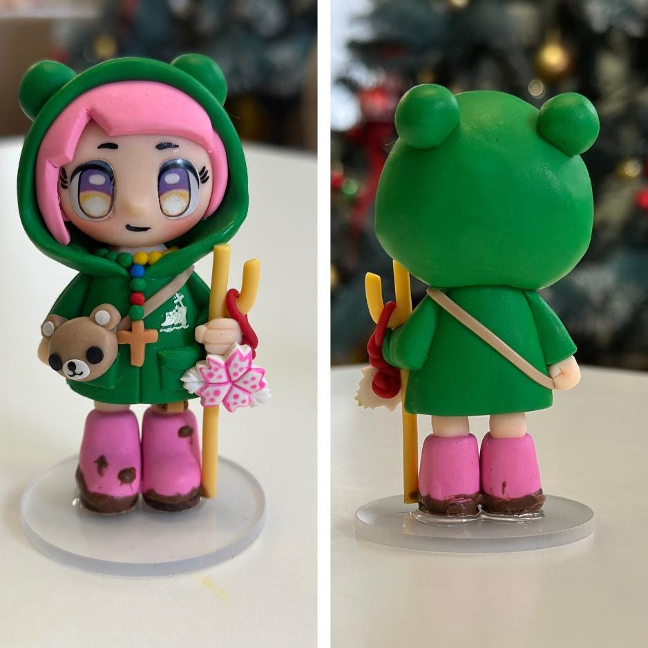 Handmade Catholic Figurine – Luce and Friends Pilgrims of Hope | Polymer Clay Mascots | 10cm Tall | Xin, Luce, Fe & Sky | Faith Gift