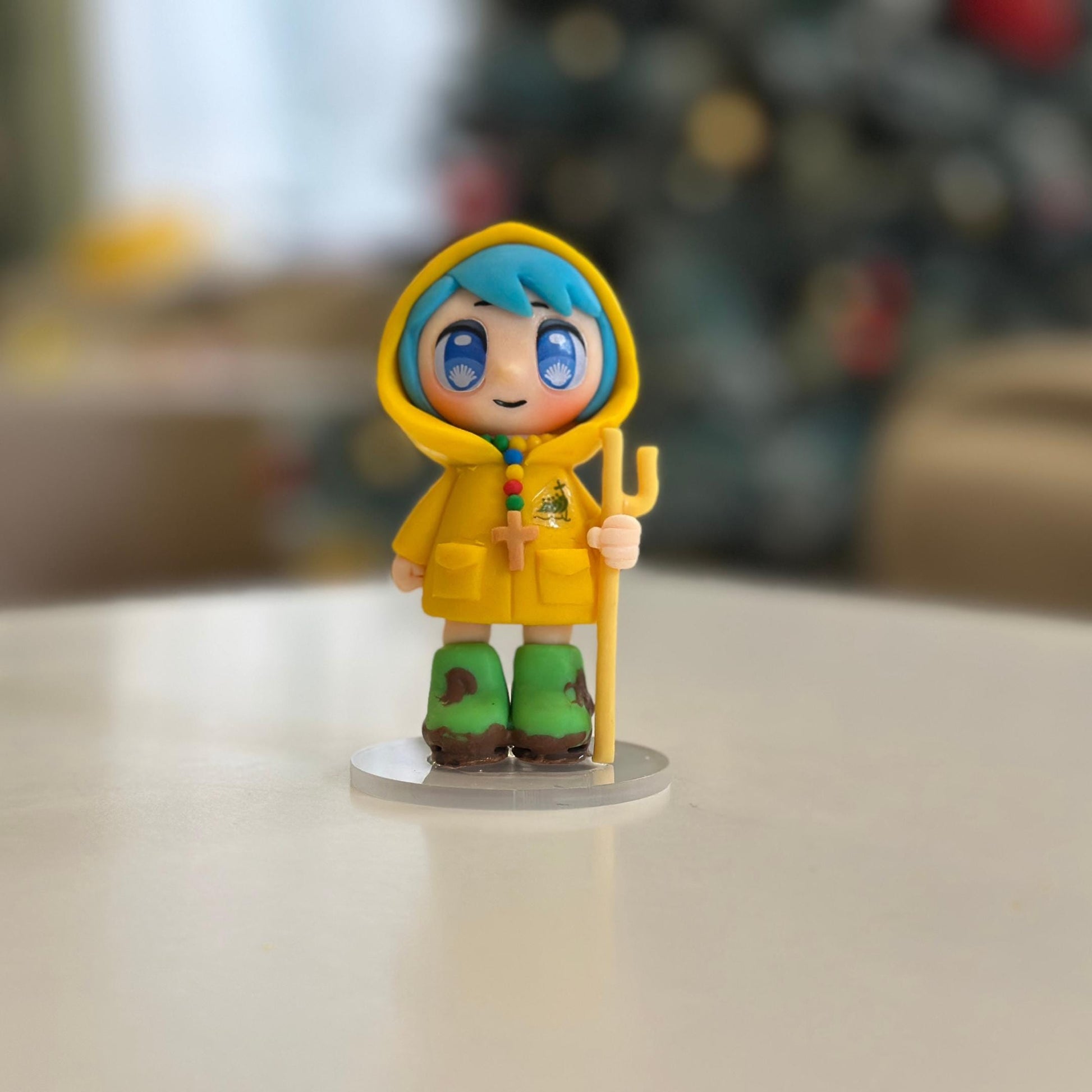 Luce Catholic Clay Keychain Pilgrim Figurine | Handmade 6cm Gift in Pouch or Standee | Catholic Keepsake for Year of Pilgrims