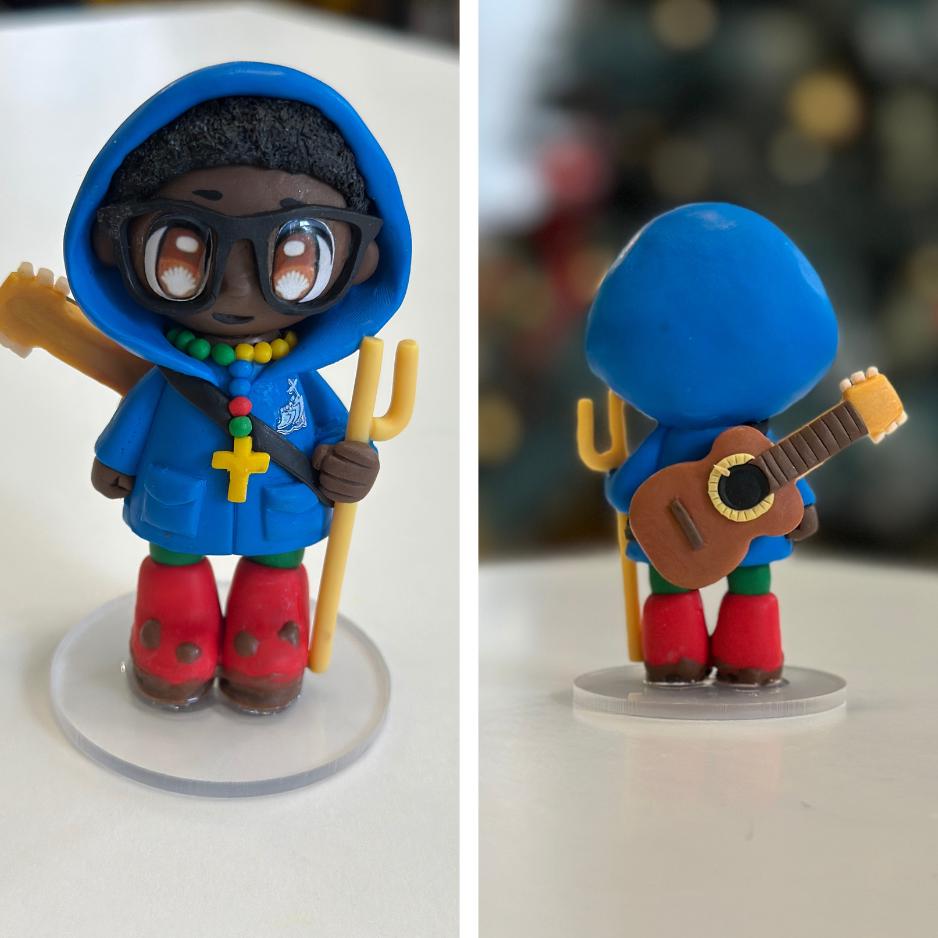 Handmade Catholic Figurine – Luce and Friends Pilgrims of Hope | Polymer Clay Mascots | 10cm Tall | Xin, Luce, Fe & Sky | Faith Gift