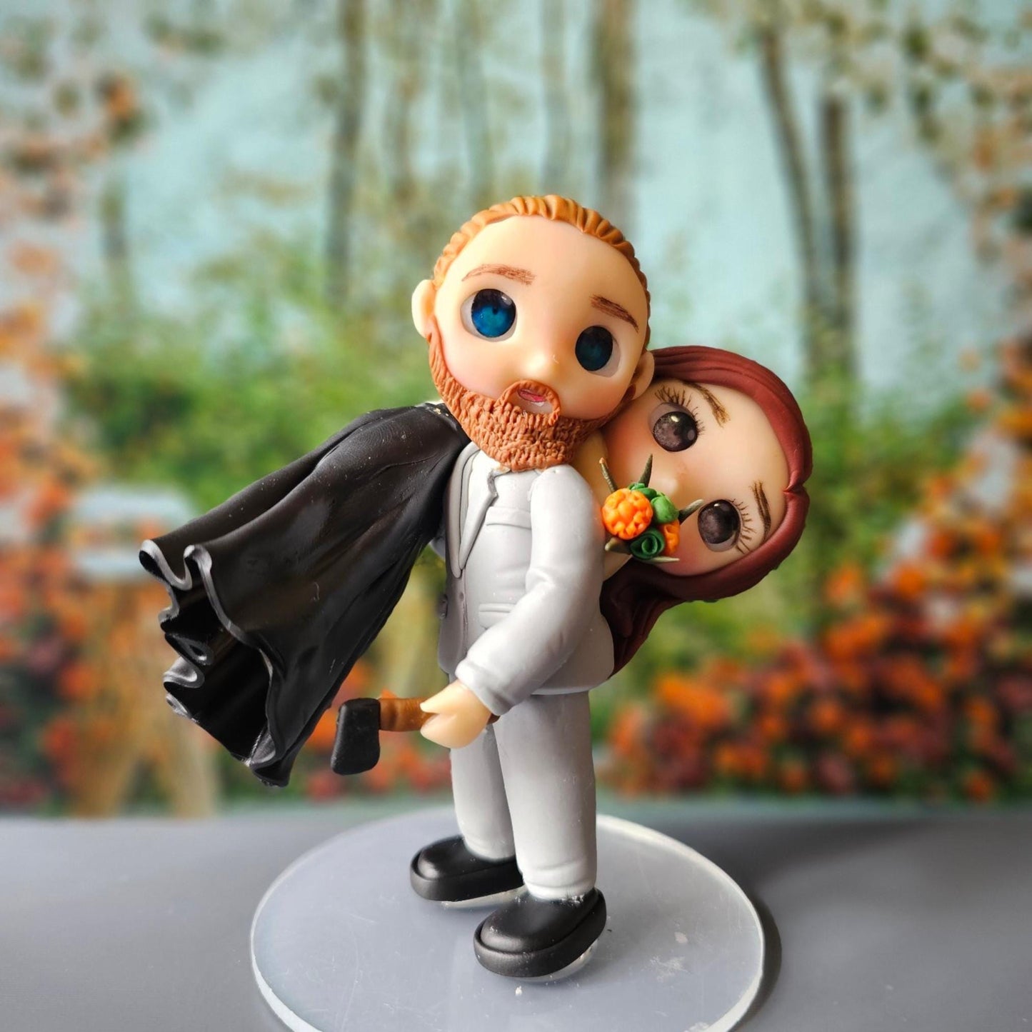 Custom Wedding Cake Topper Clay Figurines | Personalized Bride and Groom Figurine | Air Dry Clay | Pet & Kids | Funko Inspired Topper