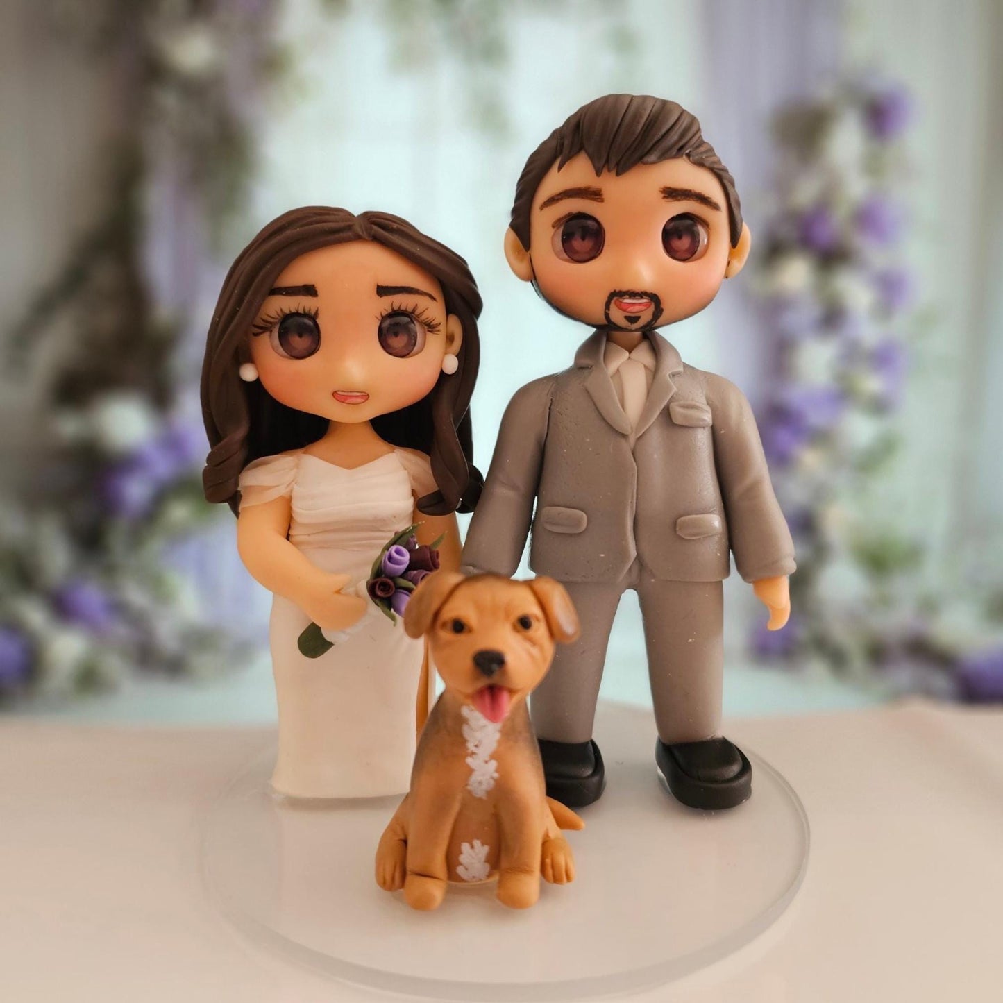 Custom Wedding Cake Topper Clay Figurines | Personalized Bride and Groom Figurine | Air Dry Clay | Pet & Kids | Funko Inspired Topper
