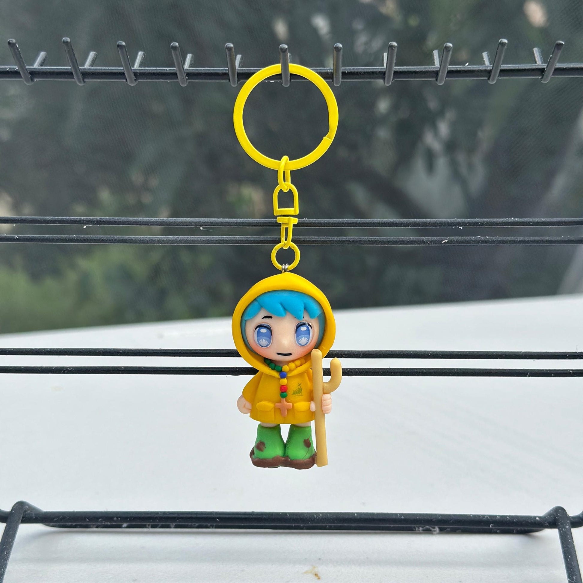 Luce Catholic Clay Keychain Pilgrim Figurine | Handmade 6cm Gift in Pouch or Standee | Catholic Keepsake for Year of Pilgrims