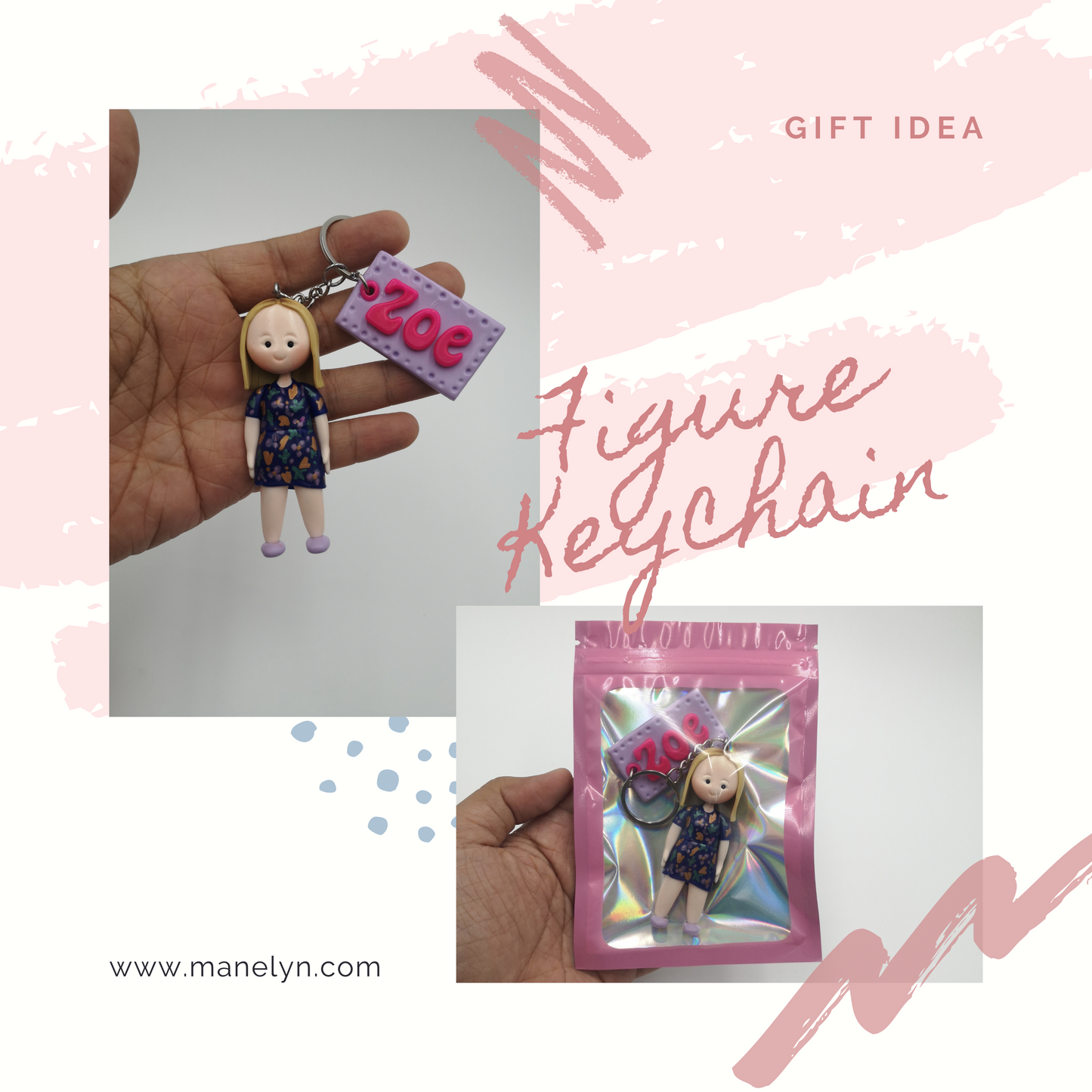 Customised Air Dry Clay Keychain
