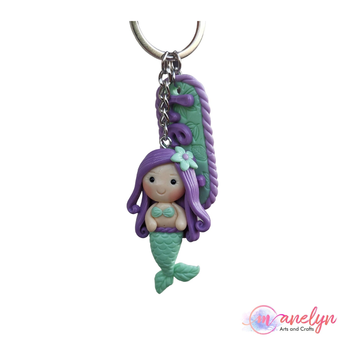 Handmade Mermaid Keychain for Girls, Air Dry Clay