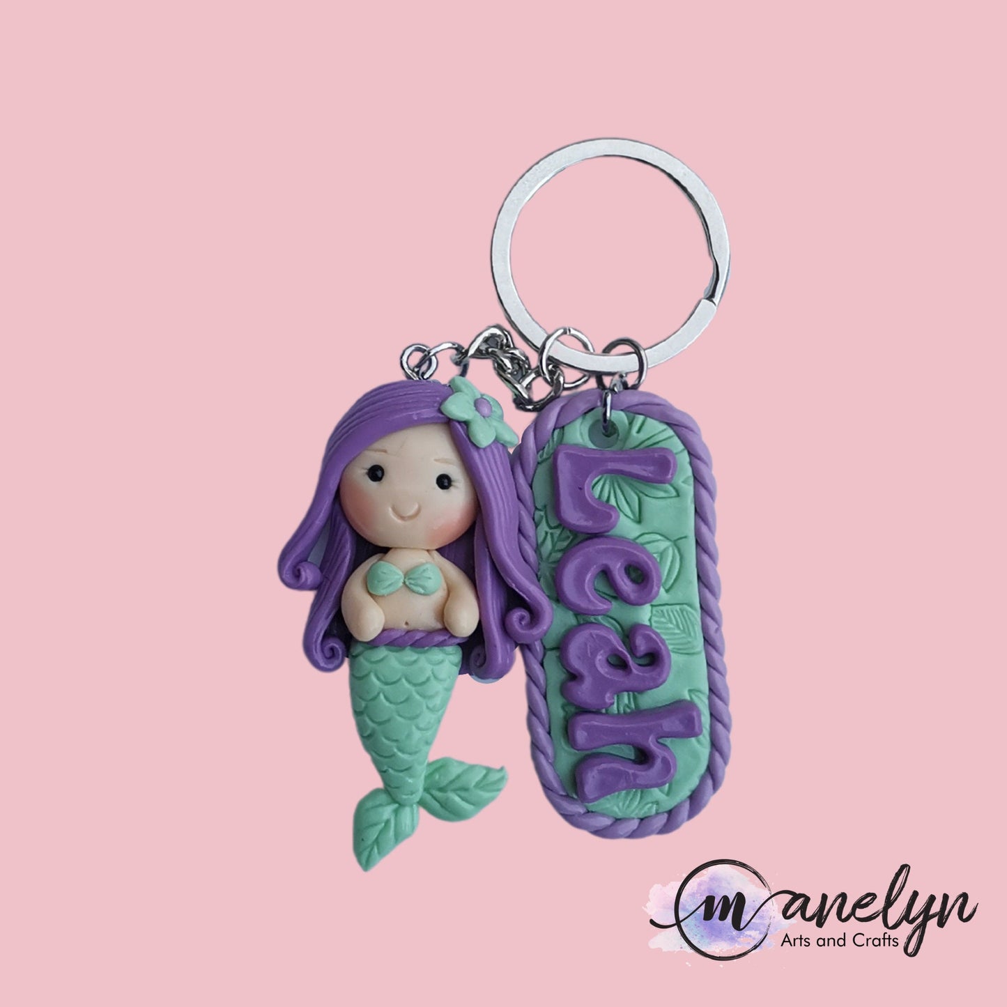 Handmade Mermaid Keychain for Girls, Air Dry Clay