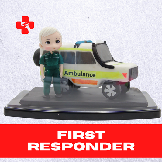 Hand made display figurines, unique and personalised figure made of air dry clay, gift for doctors, nurses, fire fighter, teachers and other professions. Gift for managers and workers, 10cm with display case.