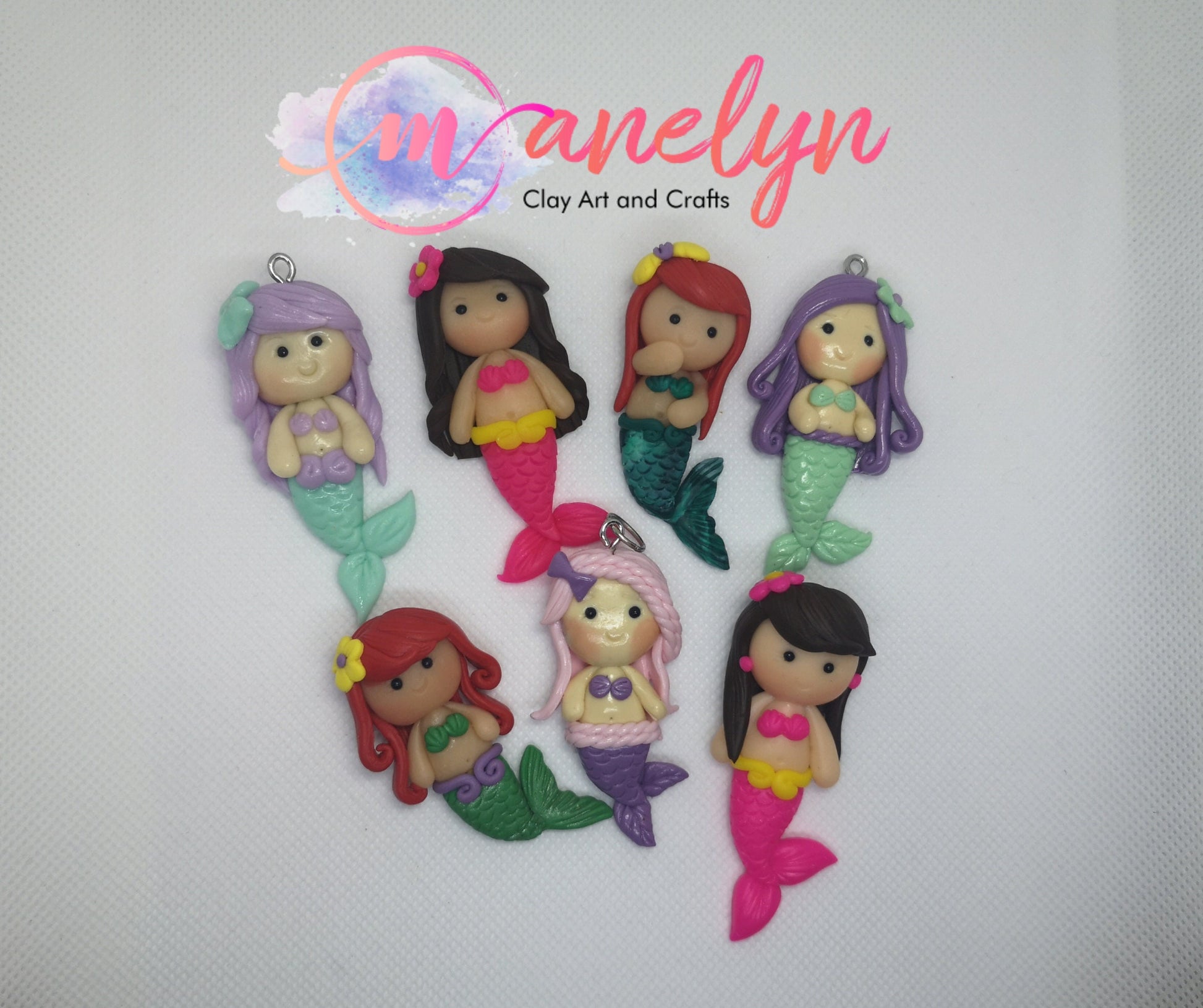 Handmade Mermaid Keychain for Girls, Air Dry Clay