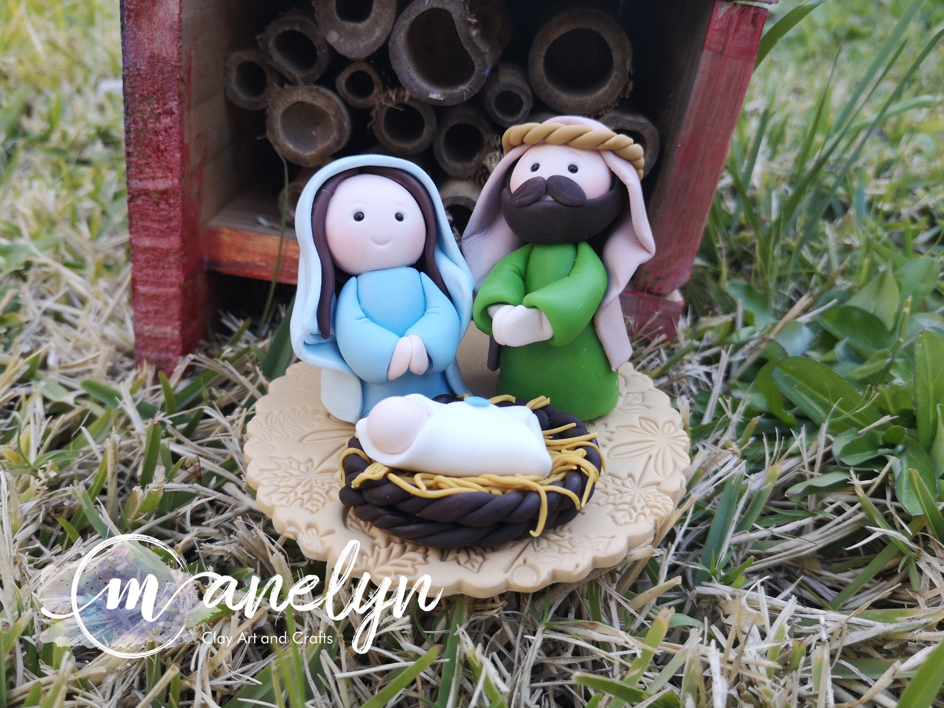 Miniature Nativity Set, Modern Nativity, Air Dry Clay Cold Porcelain Manger, Unique Nativity, Clay Nativity, Jesus, Mary & Joseph Nativity