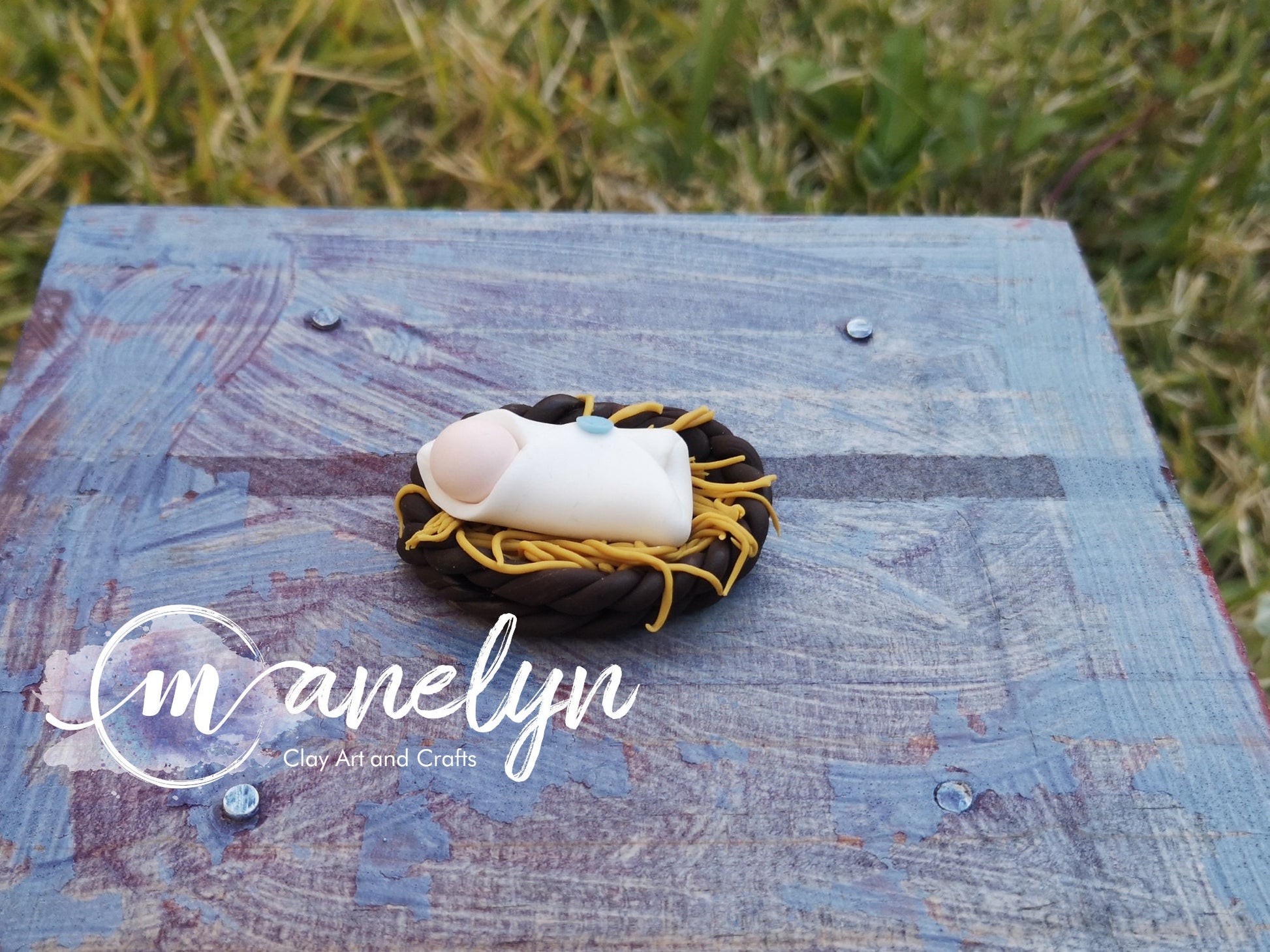 Miniature Nativity Set, Modern Nativity, Air Dry Clay Cold Porcelain Manger, Unique Nativity, Clay Nativity, Jesus, Mary & Joseph Nativity