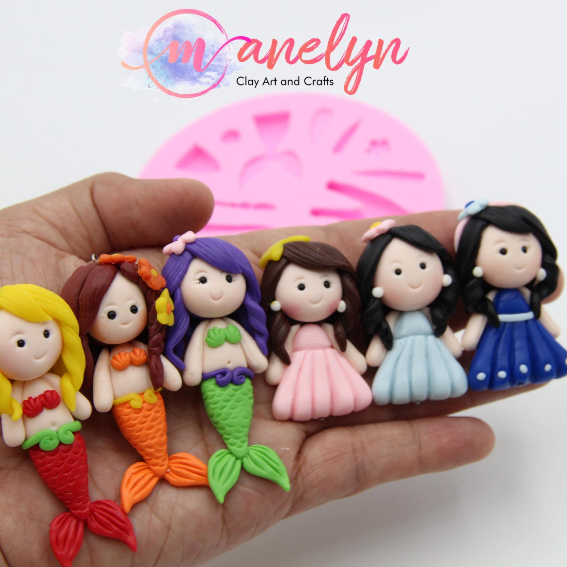 Handmade Mermaid Keychain for Girls, Air Dry Clay
