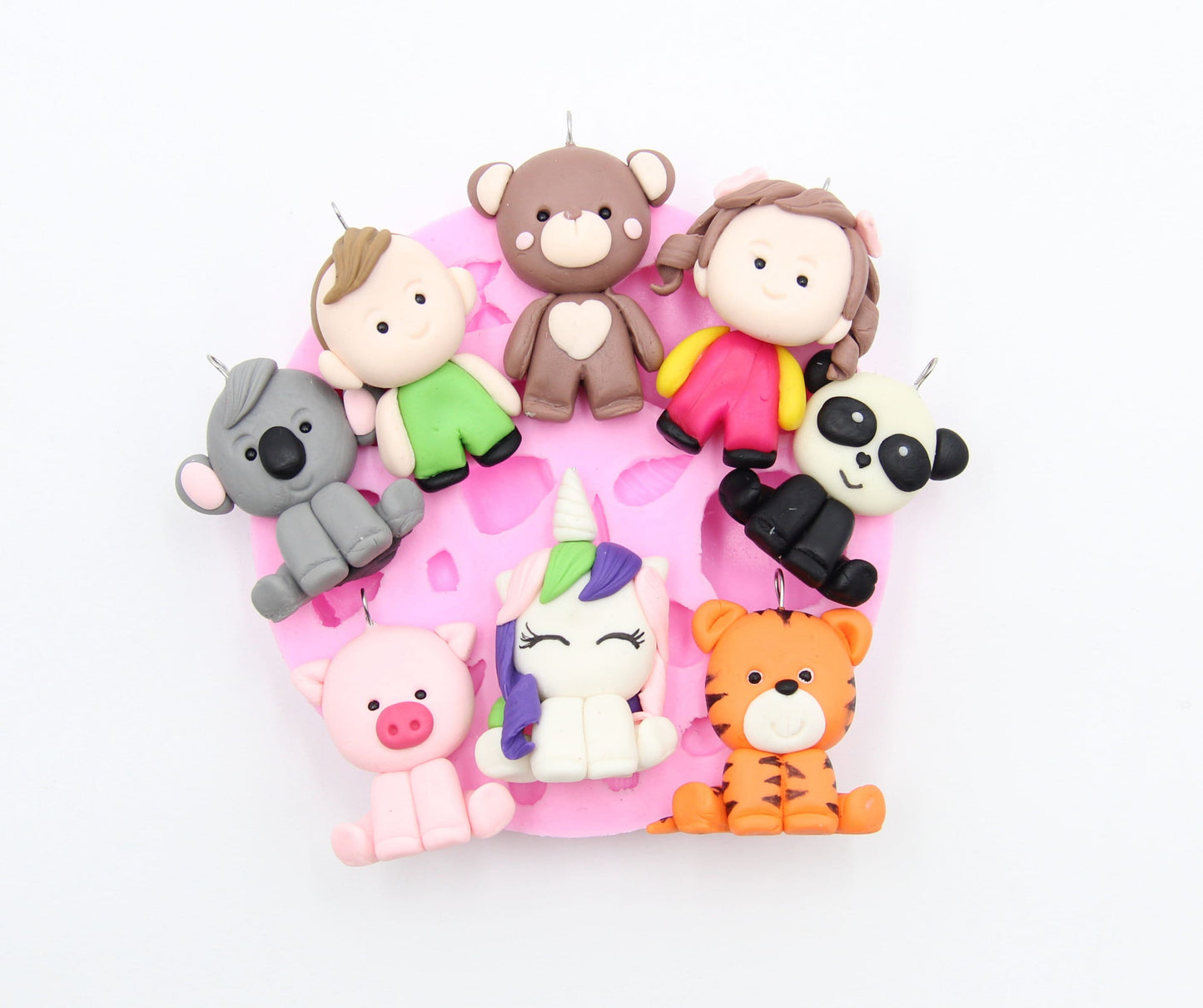 Silicone Mould for Air Dry Clay and Polymer Clay Craft - DIY Unicorn, Koala, Animals and Mini Figures Keychain
