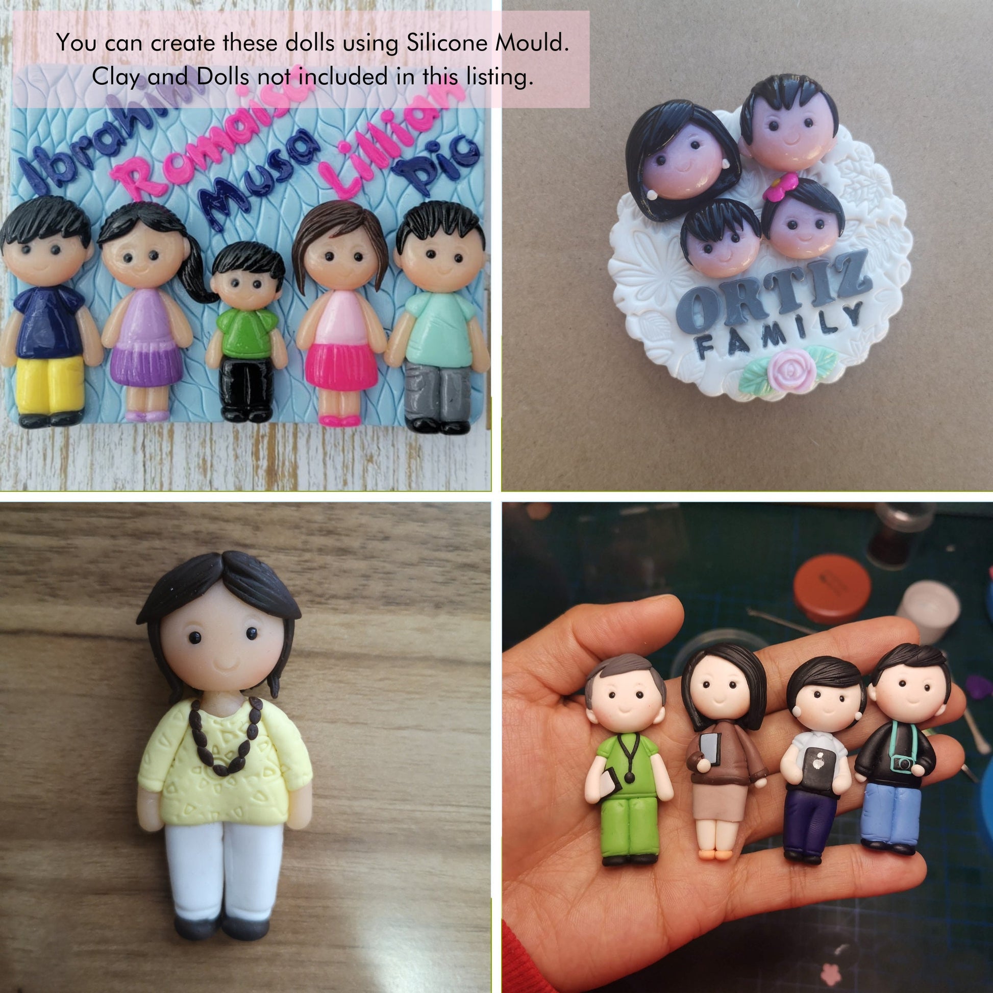 Air Dry Clay, Polymer Clay Doll Silicone Mold - Create cute clay figurine using Silicone Mold, clay figurines, clay doll tool