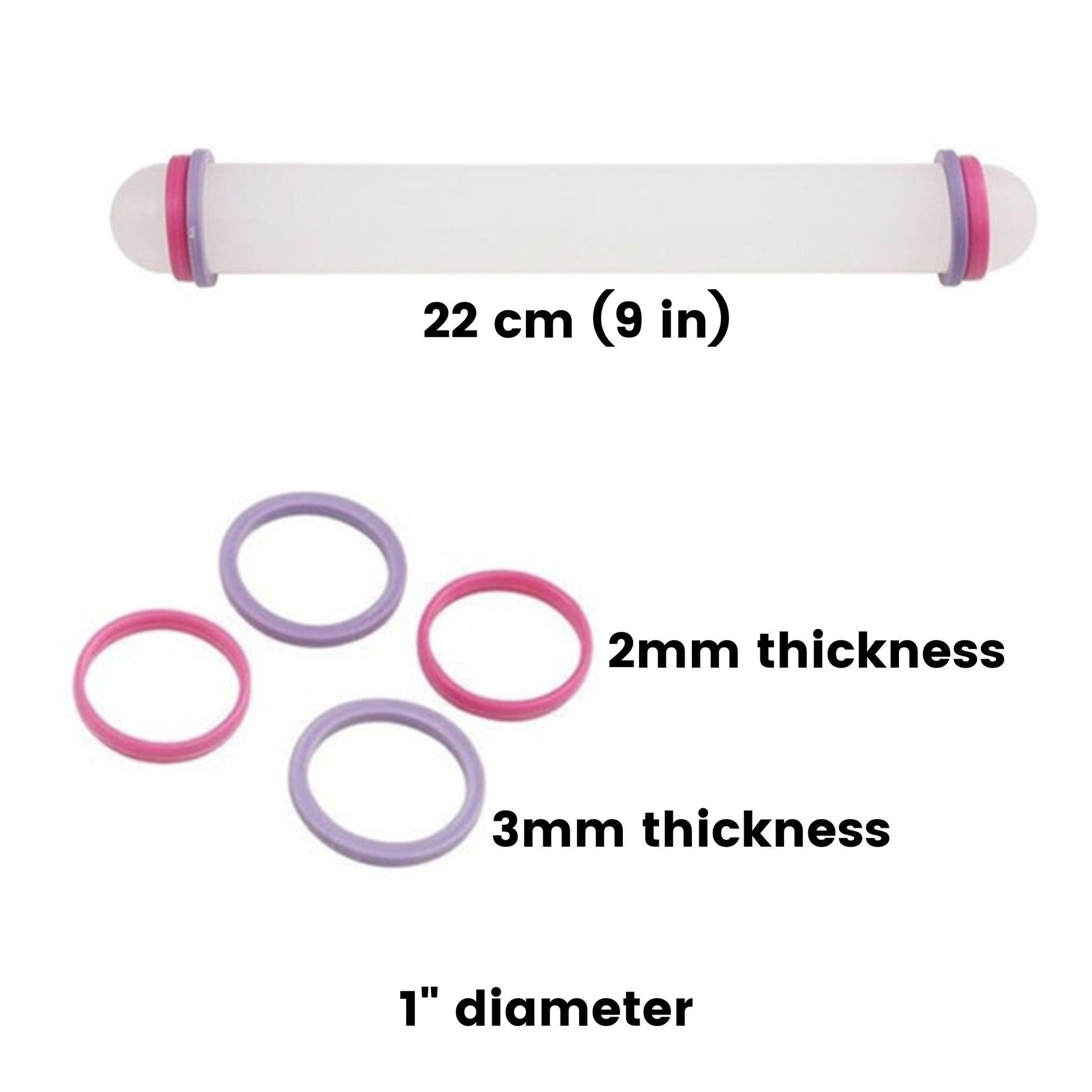 23cm Non-Stick Acrylic Rolling Pin for Polymer Clay Craft, Air Dry Clay Tool, Roller for Baking, Baking Supplies, with adjustable spacer
