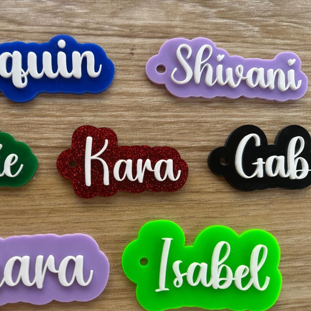 Personalized Acrylic Keychain | Acrylic Name Tag | Custom Backpack Name Tag | Diaper Bag Tag | Lunchbox Name Tag | Retro Style Keychain