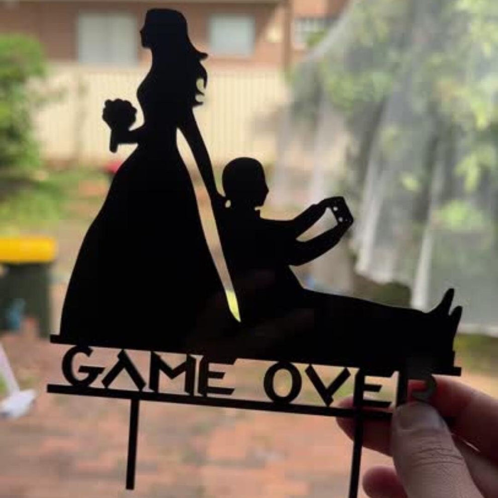 Game Over Cake Topper | Unique Gamer Wedding Décor – Manelyn Clay Art ...
