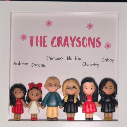 Custom 3D Family Portrait in Shadowbox – Personalized Clay Family Keepsake, Decorative Figurines for Wall Décor, Housewarming Gift