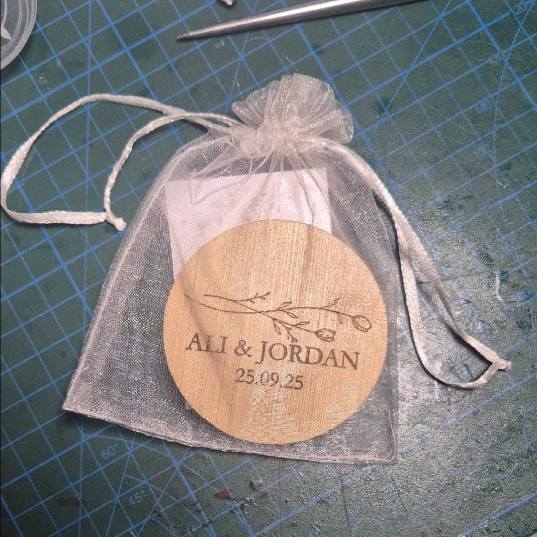 Personalized Bamboo Bottle Opener Wedding Favors – Custom Engraved with Guest Name or Message | Includes Thank You Card & Gift Pouch