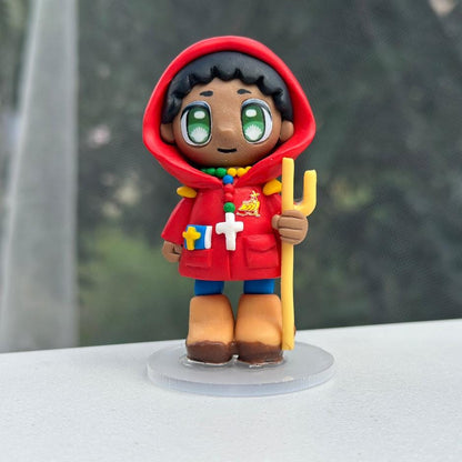 Handmade Catholic Figurine – Luce and Friends Pilgrims of Hope | Polymer Clay Mascots | 10cm Tall | Xin, Luce, Fe & Sky | Faith Gift