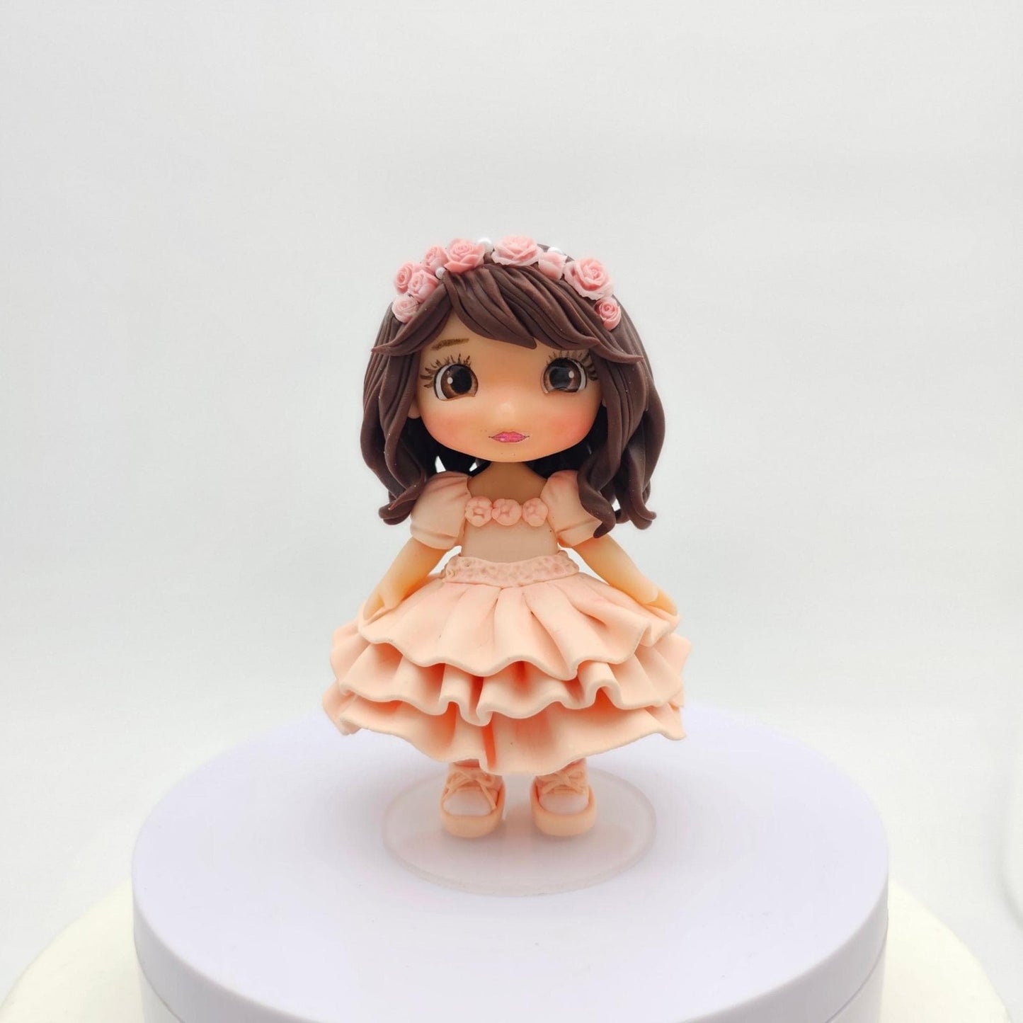 Cute Girl Cake Topper – Custom Clay Figurine 10cm – Princess Birthday Topper – Handmade Keepsake for Daughter
