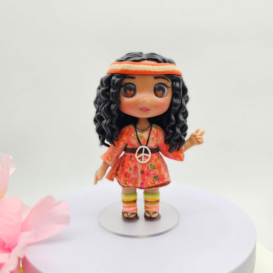Cute Girl Cake Topper – Custom Clay Figurine 10cm – Princess Birthday Topper – Handmade Keepsake for Daughter