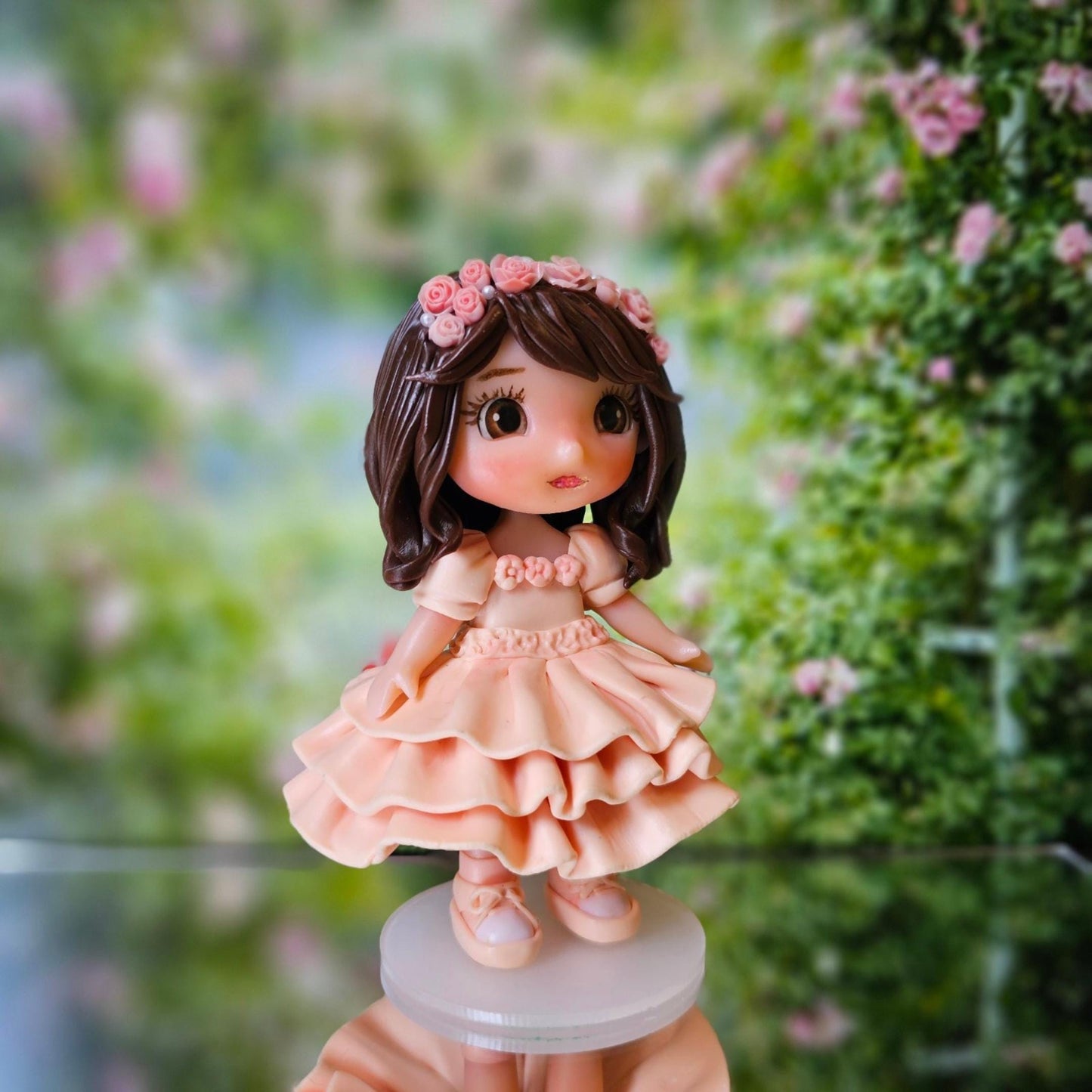 Cute Girl Cake Topper – Custom Clay Figurine 10cm – Princess Birthday Topper – Handmade Keepsake for Daughter