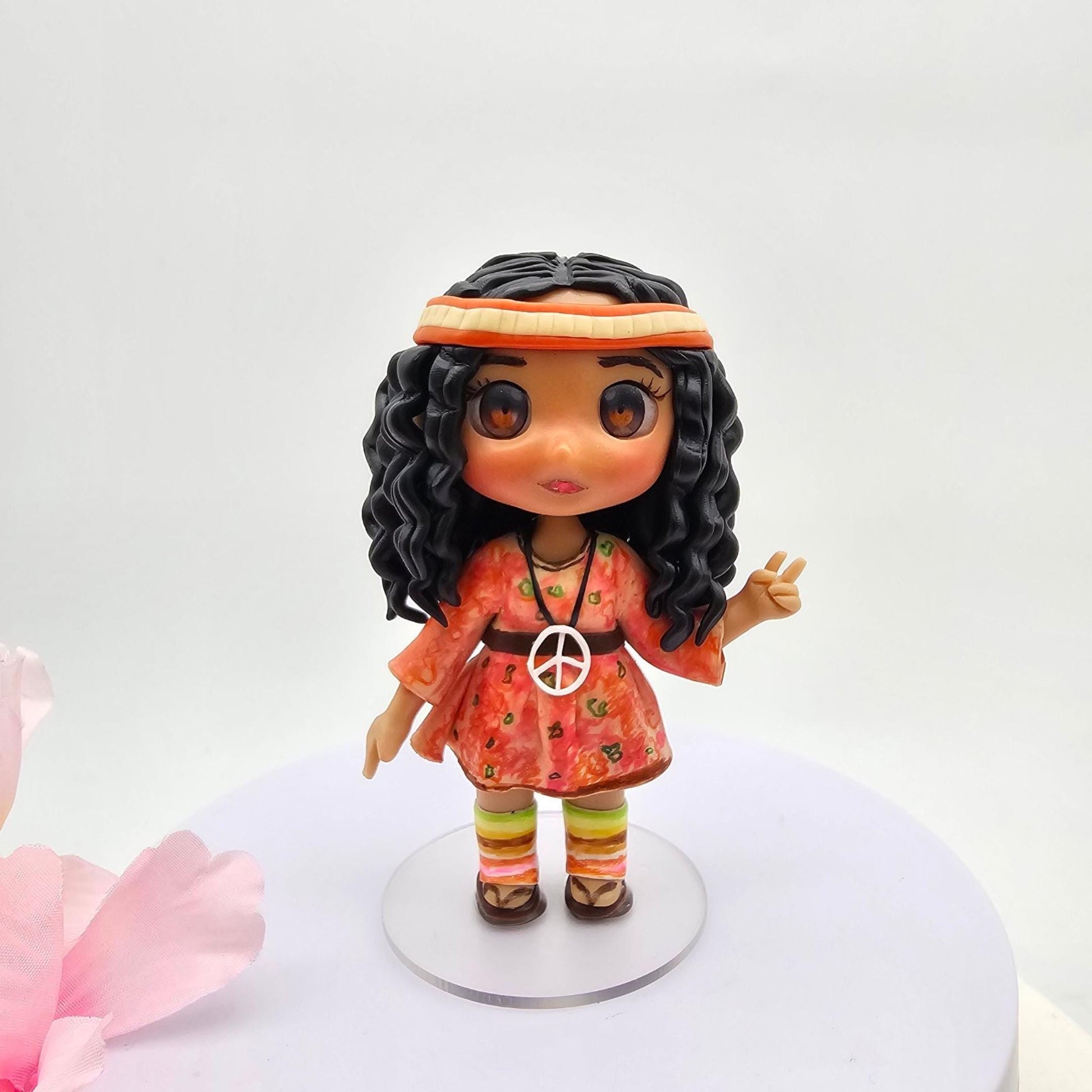 Cute Girl Cake Topper – Custom Clay Figurine 10cm – Princess Birthday Topper – Handmade Keepsake for Daughter