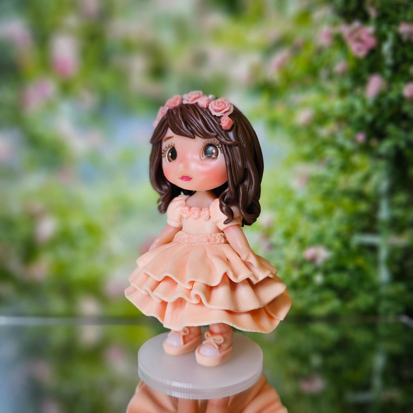 Cute Girl Cake Topper – Custom Clay Figurine 10cm – Princess Birthday Topper – Handmade Keepsake for Daughter