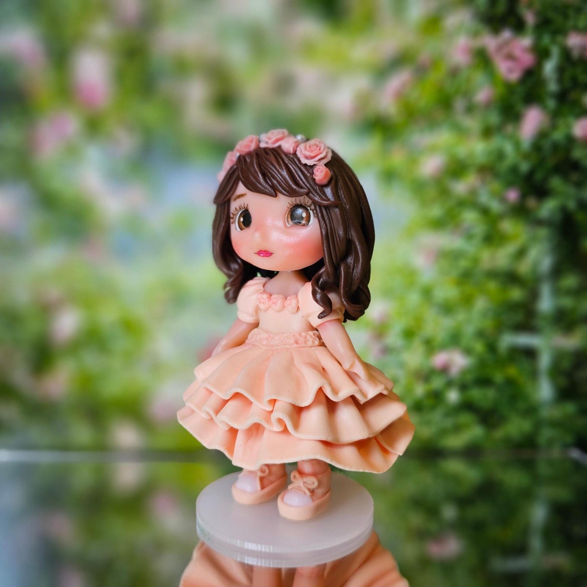 Cute Girl Cake Topper – Custom Clay Figurine 10cm – Princess Birthday Topper – Handmade Keepsake for Daughter